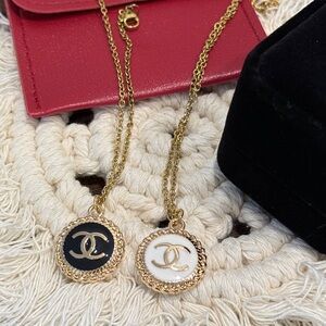 100% Handmade Vintage Chanel Charm Black and White Upcycled necklace